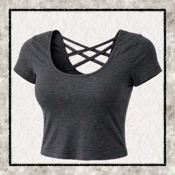 Wet Seal Criss Cross Back Crop Top Small | 2010s Soft Grunge Basic - Picture 2 of 5